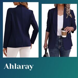Women's Navy Open-Front Blazer
